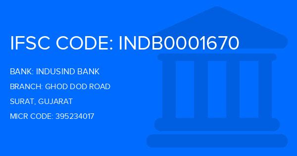 Indusind Bank Ghod Dod Road Branch IFSC Code