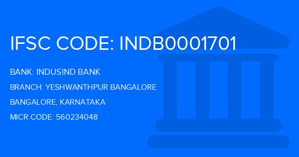 Indusind Bank Yeshwanthpur Bangalore Branch IFSC Code