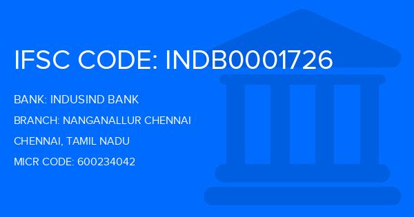 Indusind Bank Nanganallur Chennai Branch IFSC Code