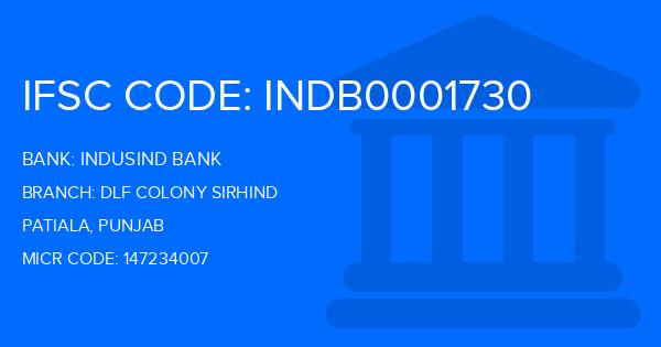 Indusind Bank Dlf Colony Sirhind Branch IFSC Code