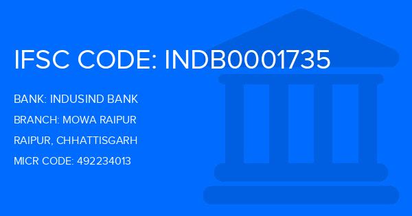 Indusind Bank Mowa Raipur Branch IFSC Code