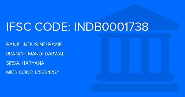 Indusind Bank Mandi Dabwali Branch IFSC Code