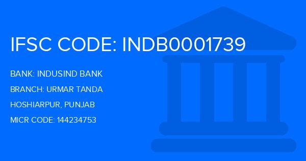 Indusind Bank Urmar Tanda Branch IFSC Code