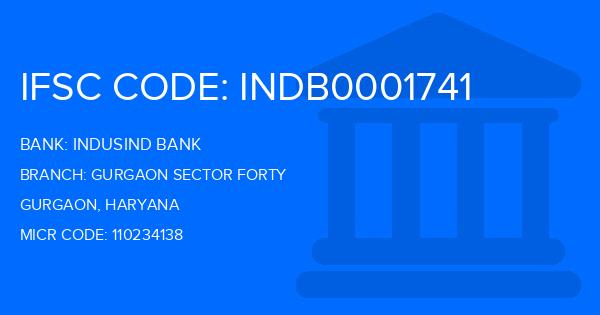 Indusind Bank Gurgaon Sector Forty Branch IFSC Code