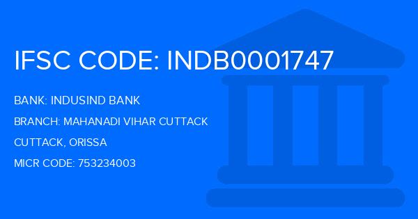 Indusind Bank Mahanadi Vihar Cuttack Branch IFSC Code