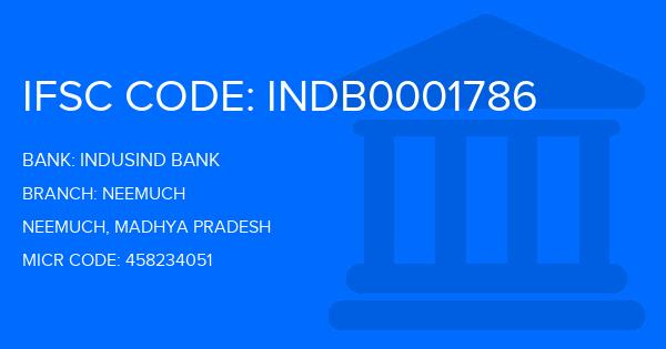 Indusind Bank Neemuch Branch IFSC Code