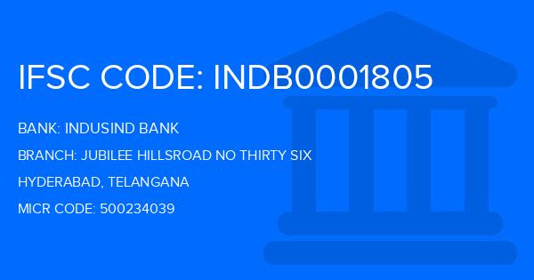 Indusind Bank Jubilee Hillsroad No Thirty Six Branch IFSC Code