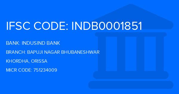 Indusind Bank Bapuji Nagar Bhubaneshwar Branch IFSC Code