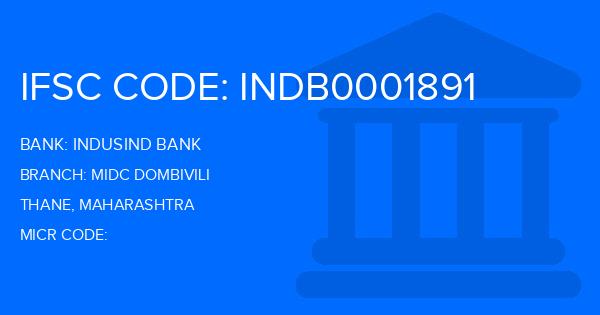 Indusind Bank Midc Dombivili Branch IFSC Code