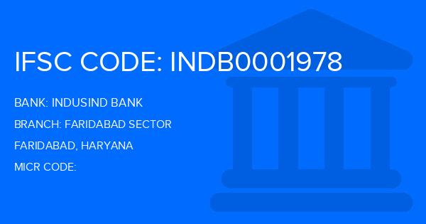 Indusind Bank Faridabad Sector Branch IFSC Code