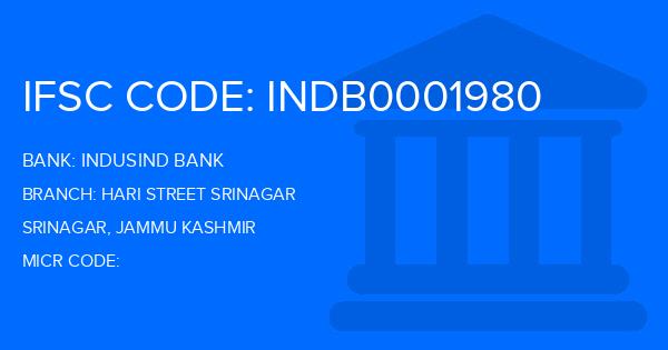Indusind Bank Hari Street Srinagar Branch IFSC Code