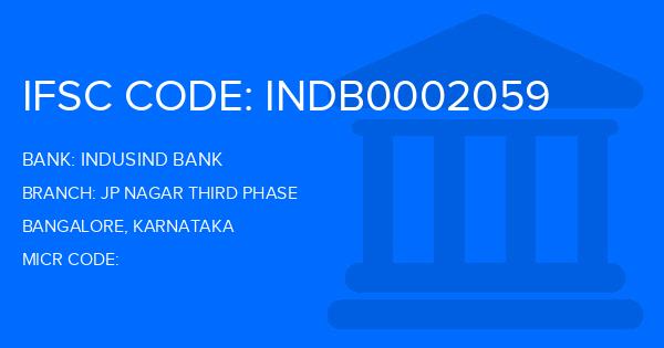 Indusind Bank Jp Nagar Third Phase Branch IFSC Code