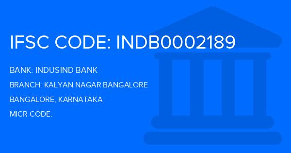 Indusind Bank Kalyan Nagar Bangalore Branch IFSC Code