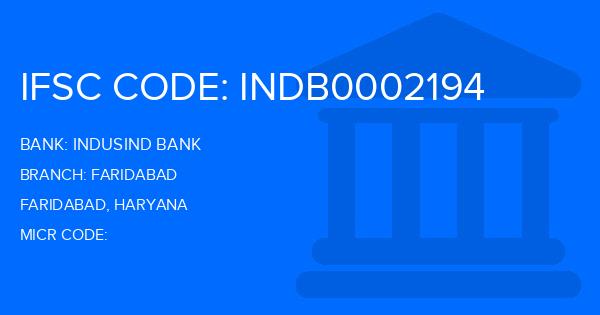 Indusind Bank Faridabad Branch IFSC Code