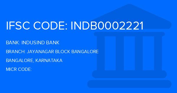 Indusind Bank Jayanagar Block Bangalore Branch IFSC Code