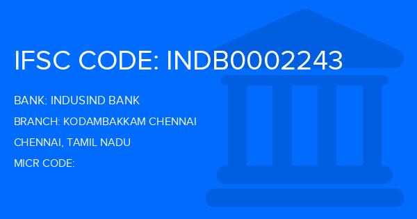 Indusind Bank Kodambakkam Chennai Branch IFSC Code