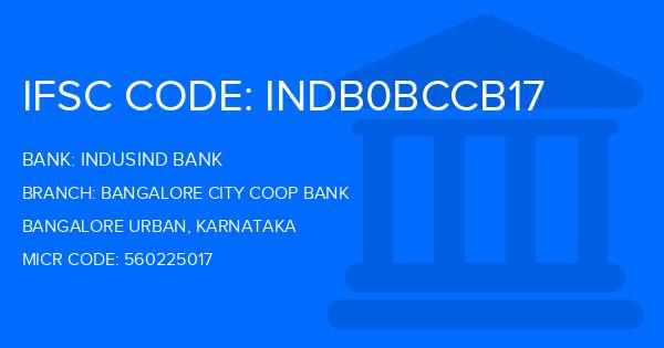 Indusind Bank Bangalore City Coop Bank Branch IFSC Code