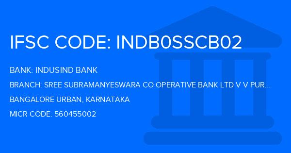 Indusind Bank Sree Subramanyeswara Co Operative Bank Ltd V V Puram Branch IFSC Code