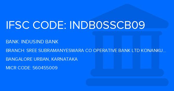 Indusind Bank Sree Subramanyeswara Co Operative Bank Ltd Konankunte Branch IFSC Code