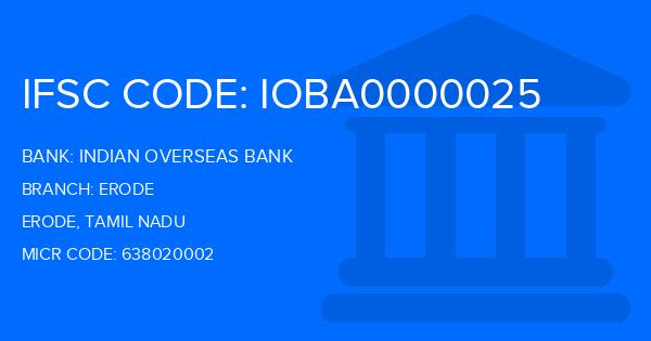 Indian Overseas Bank (IOB) Erode Branch IFSC Code