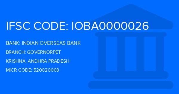 Indian Overseas Bank (IOB) Governorpet Branch IFSC Code