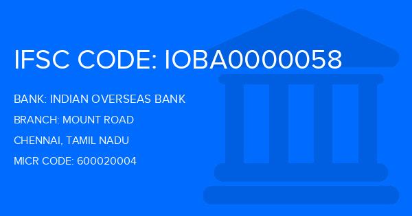 Indian Overseas Bank (IOB) Mount Road Branch IFSC Code