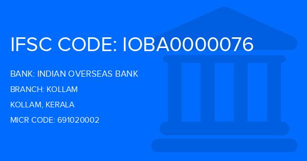 Indian Overseas Bank (IOB) Kollam Branch IFSC Code