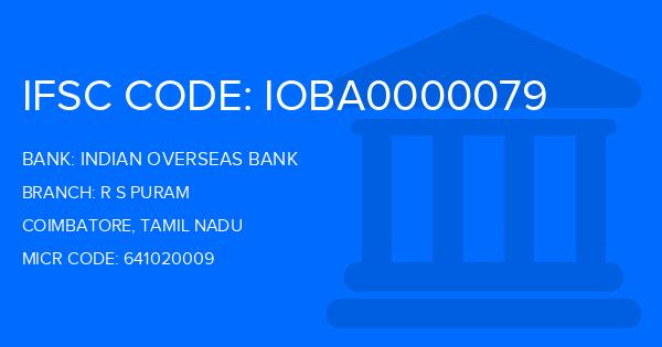 Indian Overseas Bank (IOB) R S Puram Branch IFSC Code