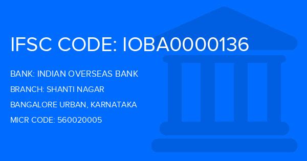 Indian Overseas Bank (IOB) Shanti Nagar Branch IFSC Code