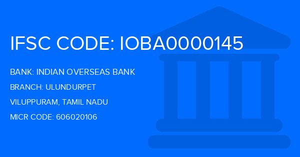 Indian Overseas Bank (IOB) Ulundurpet Branch IFSC Code