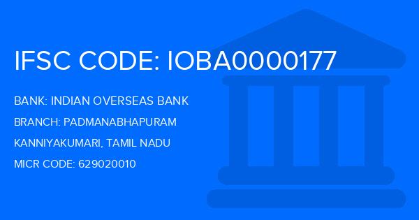 Indian Overseas Bank (IOB) Padmanabhapuram Branch IFSC Code