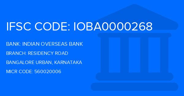 Indian Overseas Bank (IOB) Residency Road Branch IFSC Code
