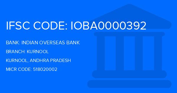 Indian Overseas Bank (IOB) Kurnool Branch IFSC Code