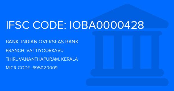 Indian Overseas Bank (IOB) Vattiyoorkavu Branch IFSC Code