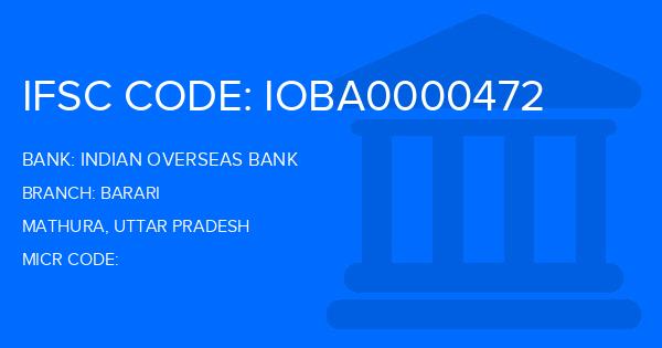 Indian Overseas Bank (IOB) Barari Branch IFSC Code