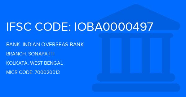 Indian Overseas Bank (IOB) Sonapatti Branch IFSC Code