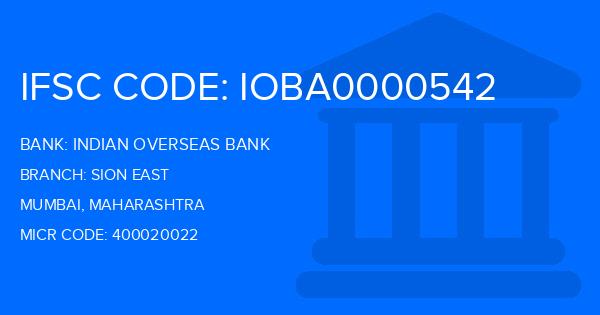Indian Overseas Bank (IOB) Sion East Branch IFSC Code