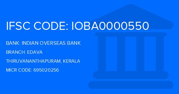 Indian Overseas Bank (IOB) Edava Branch IFSC Code