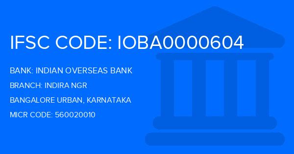Indian Overseas Bank (IOB) Indira Ngr Branch IFSC Code