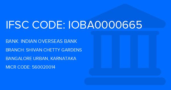 Indian Overseas Bank (IOB) Shivan Chetty Gardens Branch IFSC Code