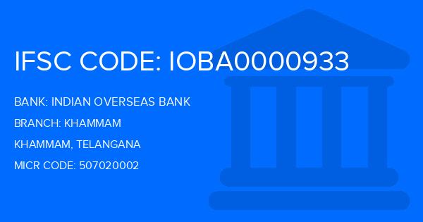 Indian Overseas Bank (IOB) Khammam Branch IFSC Code