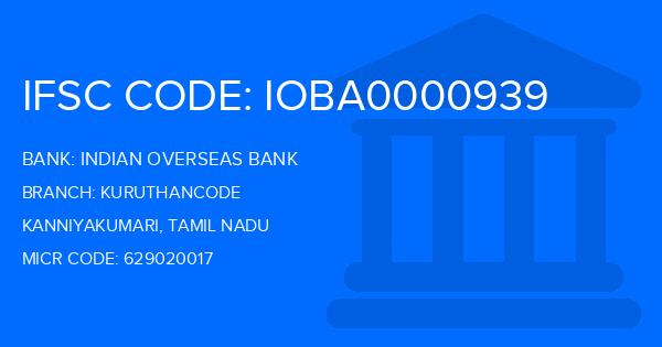 Indian Overseas Bank (IOB) Kuruthancode Branch IFSC Code