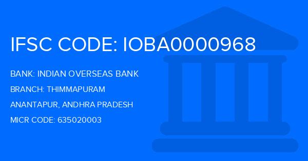 Indian Overseas Bank (IOB) Thimmapuram Branch IFSC Code