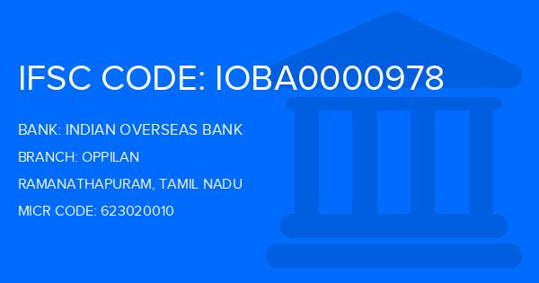 Indian Overseas Bank (IOB) Oppilan Branch IFSC Code