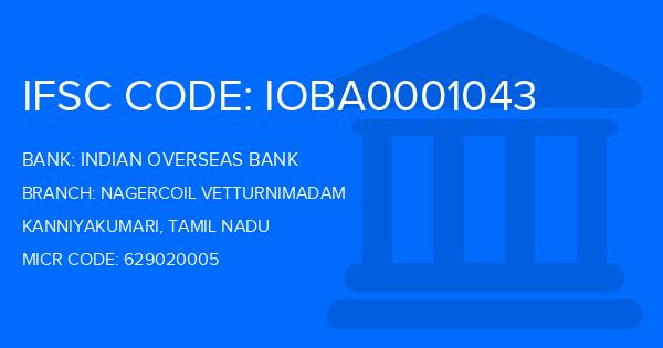 Indian Overseas Bank (IOB) Nagercoil Vetturnimadam Branch IFSC Code