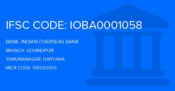 Indian Overseas Bank (IOB) Govindpuri Branch IFSC Code
