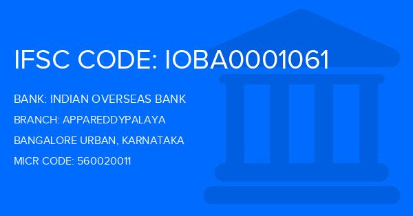 Indian Overseas Bank (IOB) Appareddypalaya Branch IFSC Code