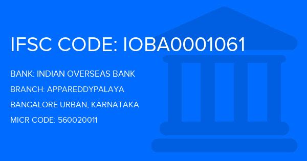 Indian Overseas Bank (IOB) Appareddypalaya Branch IFSC Code