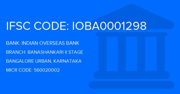 Indian Overseas Bank (IOB) Banashankari Ii Stage Branch IFSC Code