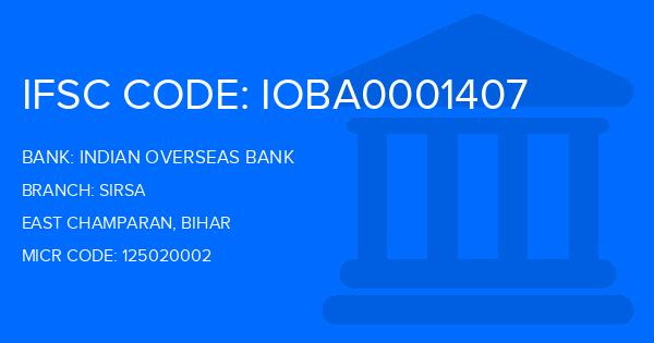 Indian Overseas Bank (IOB) Sirsa Branch IFSC Code